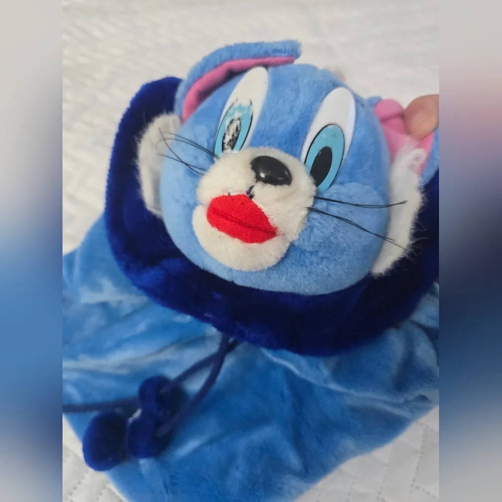 RARE Vintage Tom & Jerry Stuffed Animal drawstring pouch mini backpack 90s